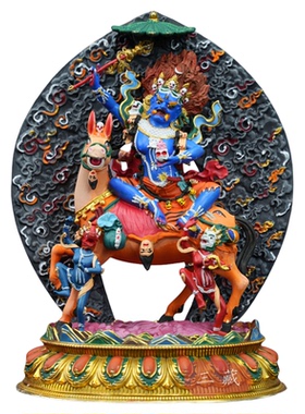 纯铜鎏金彩绘《吉祥天母》铜佛像