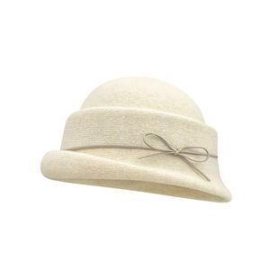 新款留洋千金赫本风蝴蝶结含羊毛礼帽女秋冬法式高级感优雅渔夫帽
