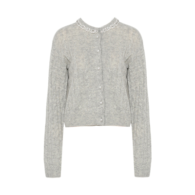 DPLAY圆领领口珍珠链条针织开衫