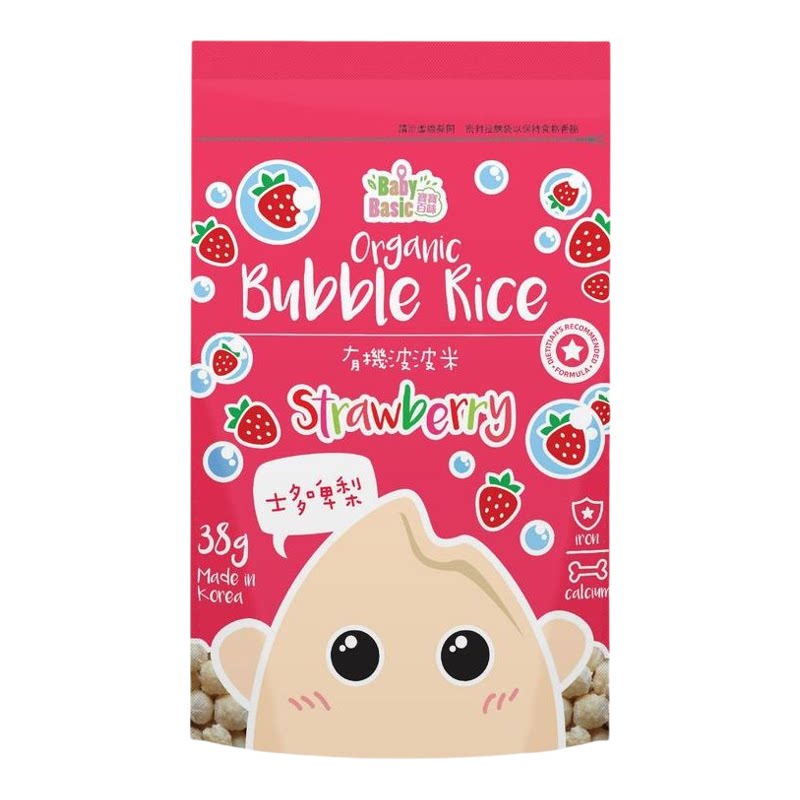 宝宝百味 有机波波米草莓38克维他命E综合矿物质铁6个月+婴儿进口
