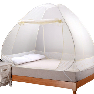 迷你屋蒙古包蚊帐免安装可折叠1.5米/1.8米双人床三开门拉链无底