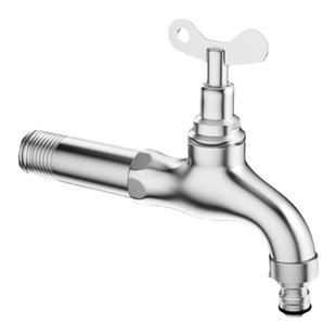 304不锈钢洗衣机水龙头加长户外防冻爆4分带锁钥匙慢开拖把池水嘴