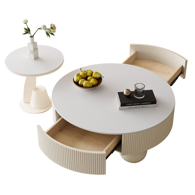 小户型圆形岩板茶几组合现代简约