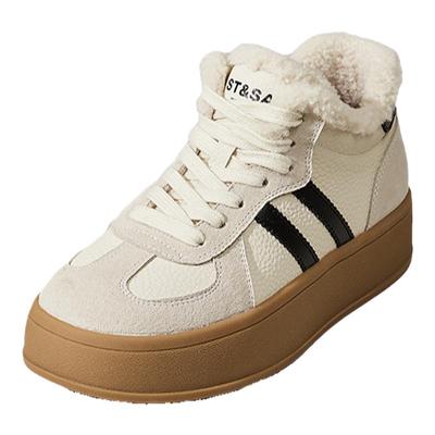 星期六官方正品真皮高帮德训鞋女