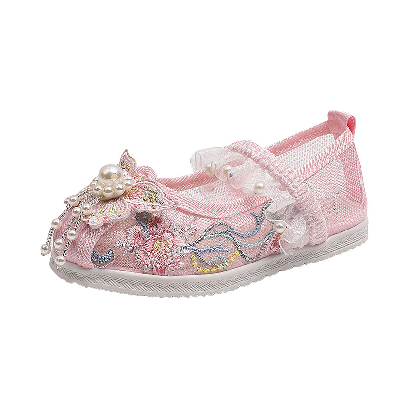 夏季款网鞋凉鞋中国风女童绣花鞋