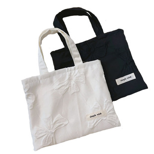 韩版气质蝴蝶结提花手机包迷你便捷百搭可爱手提小帆布袋手拎包女