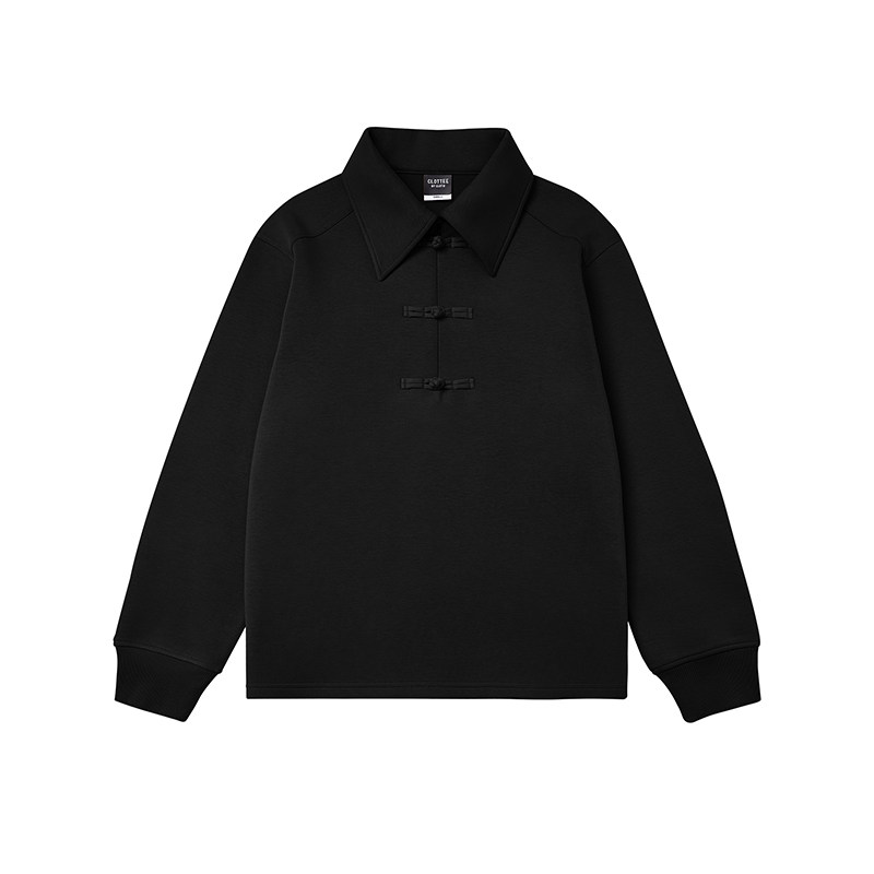 CLOTTEE by CLOT秋季盘扣翻领卫衣男国潮宽松休闲长袖上衣W