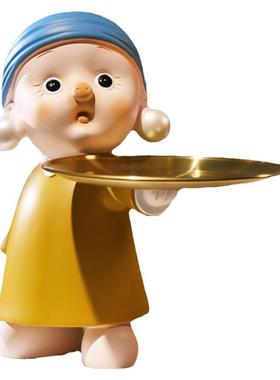 客厅托盘摆件玄关树脂放钥匙轻奢