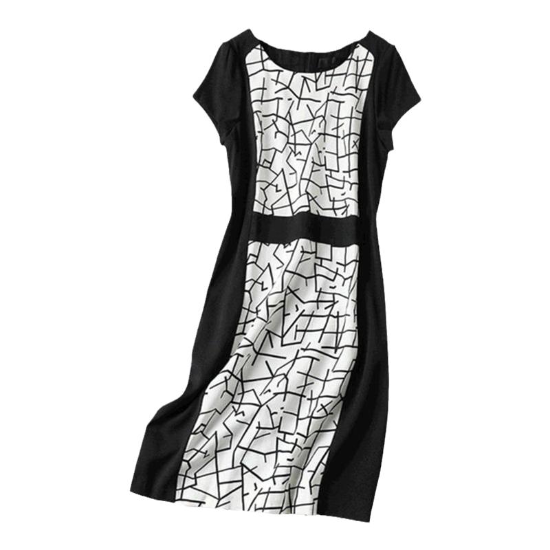 M2女装品牌折扣针织连衣裙夏季短袖小个子休闲妈妈宽松显瘦长裙