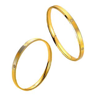 车花钻纹黄金手镯9999纯金包银仿真小众时尚不掉色镯子闭口金手环