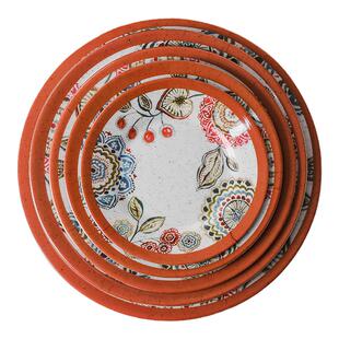 民族风密胺碟子创意菜盘子水果盘8寸塑料点心凉菜碟商用波米西亚