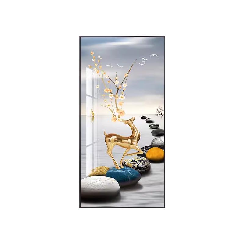 轻奢玄关装饰画寓意好入户走廊尽头客厅过道背景墙挂画高级感壁画