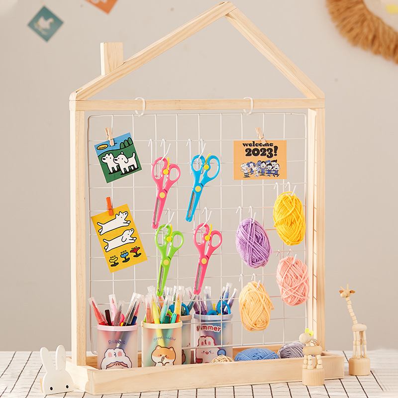 儿童衣架落地移动衣帽架木质diy架子房子幼儿园手工挂衣架展示小