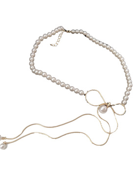 蝴蝶结珍珠多戴女设计感项链小众