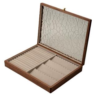 实木质戒指耳饰收纳盒高级感大容量项链耳钉首饰盒高档精致饰品盒