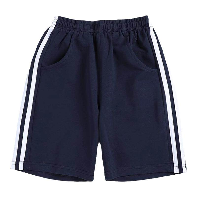 两条杠校服短裤纯棉儿童五分裤藏青色小学生校服裤男童女童运动裤