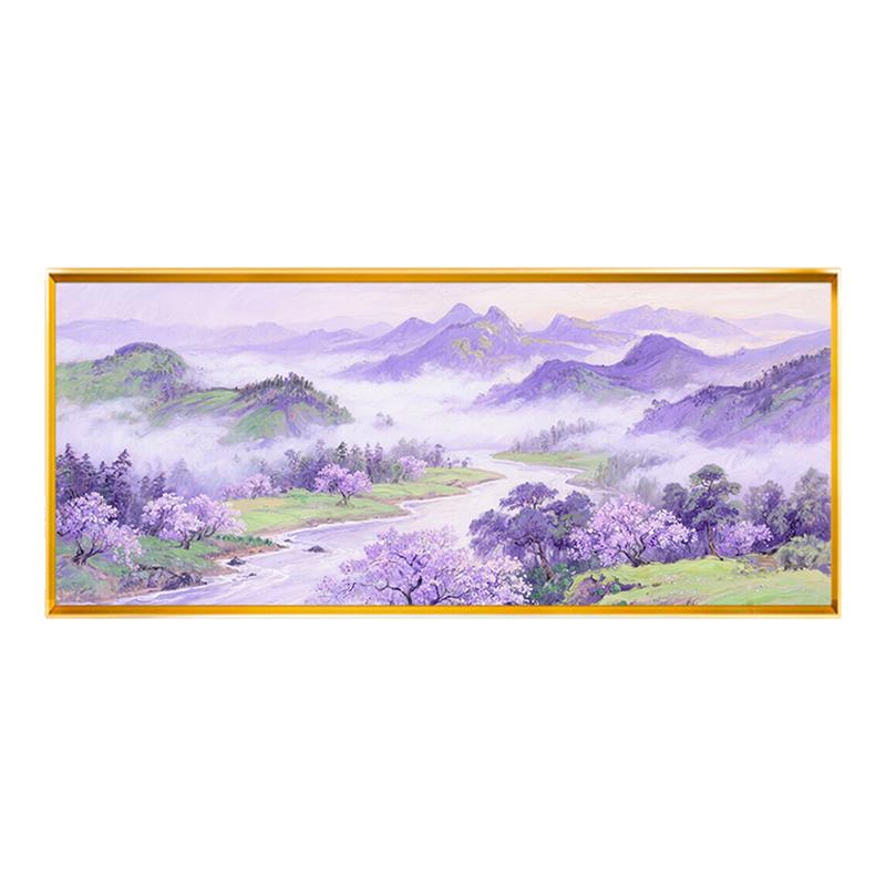 紫气东来满绣十字绣山水风景大画客厅高级感2026新款线绣横板全绣