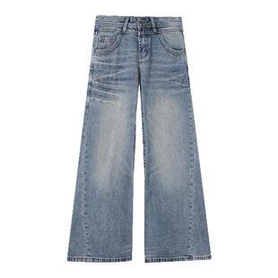 it :5cm/FIVECM美式高街水洗牛仔裤女装2025夏季宽松猫须微喇长裤