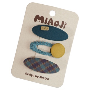 儿童复古格子发卡女童百搭布艺椭圆bb夹小女孩刘海夹子碎发夹发饰