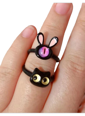 小红书小黑萌趣开口戒流行快时尚小众可爱学生情侣食指环简约精致