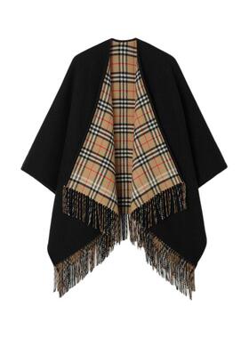 双面两穿格纹羊毛斗篷BURBERRY