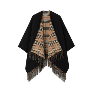 【24期免息】BURBERRY 双面两穿格纹羊毛斗篷披肩 多色