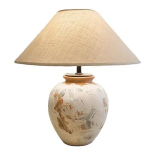 侘寂风粗陶手工艺术台灯酒店别墅客厅卧室床头灯景德镇陶瓷花瓶灯