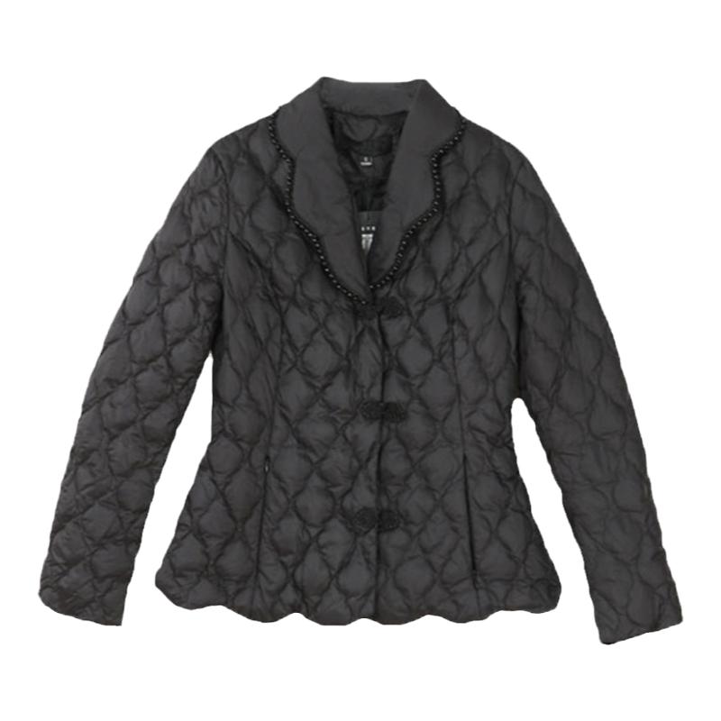西装领羽绒服外套女2025冬装新款中式盘扣白鸭绒棉服短款轻薄显瘦