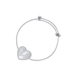 apm monaco 白母贝爱心可调节手链女小众特别精致