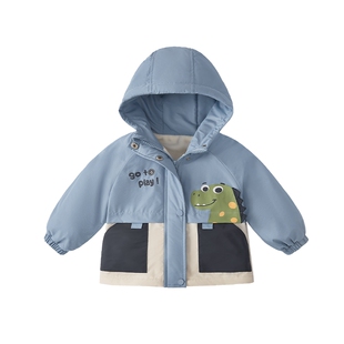 男童加绒冲锋衣宝宝冬装保暖男小童防风连帽开衫秋冬儿童冬季外套