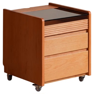 浮生记/樱桃木床头柜小型日式家具可移动收纳柜北欧极窄沙发边柜