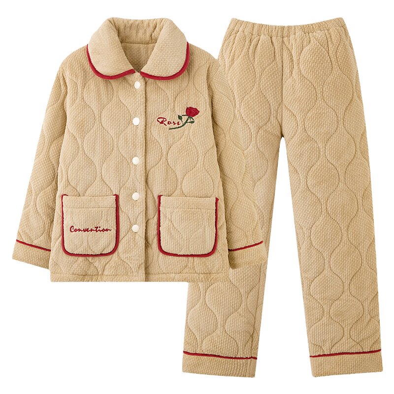 芬腾正品秋冬季女加厚夹棉家居服