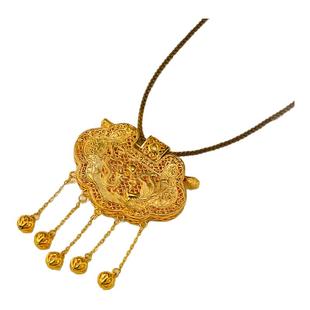 金包银天子门生锁包吊坠女款龙凤呈祥项链传承挂坠仿真金色毛衣链