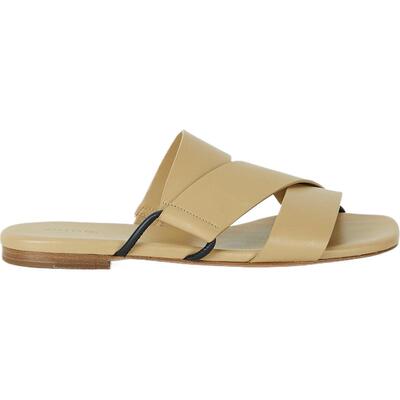 VINCE 春夏女卡其色皮革低跟凉鞋