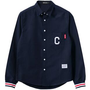 春秋季长袖衬衫男潮牌tb高级感帅气纯棉日系刺绣字母内搭休闲衬衣