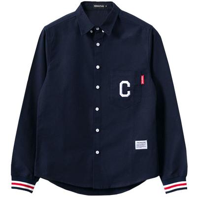 港风日系帅气潮牌长袖衬衫刺绣