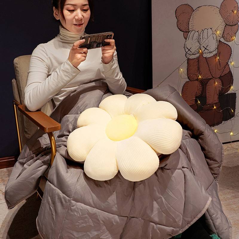 花朵抱枕被子两用二合一办公室靠枕毯子折叠汽车毛毯枕头午睡车载