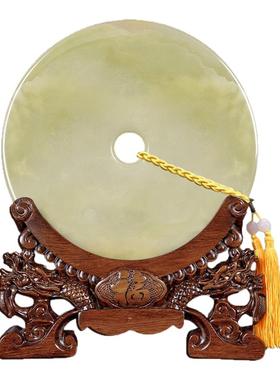 青玉平安扣书房客厅酒柜中式摆件