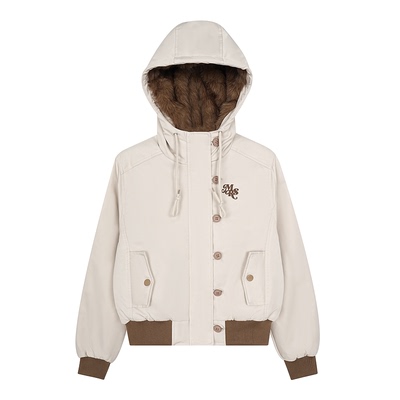 毛领派克服短款保暖短棉服外套