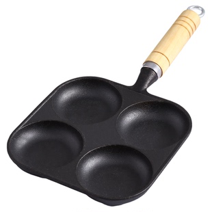 鸡蛋汉堡锅加深铸铁四孔煎锅无涂层不粘蛋堡锅神器家用早餐煎蛋锅