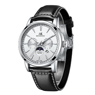 上海手表6025日月星辰自动机械表多功能夜光防水腕表