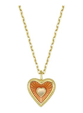 Twinell原创爱心镶粉水晶项链女