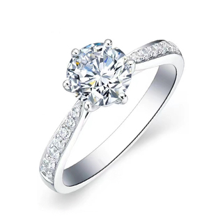 925纯银戒指 女大码大号经典六爪奢华结婚求婚高仿真50分小钻戒