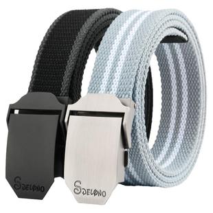 男士帆布腰带平滑扣自动扣皮带简约韩版个性潮人青年学生军训皮带