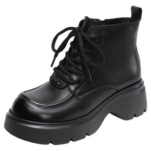 牛皮新款厚底真皮马丁靴女款软底2026春季女士复古休闲短靴皮靴子