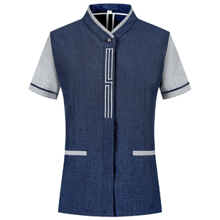 物业保洁工作服女夏季短袖灰色酒店客房家政商场阿姨PA蓝色长袖男