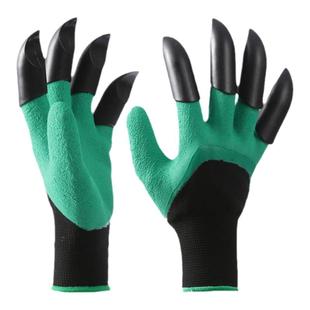 挖土手套防刺防水带爪耐磨刨地拔草挖土专用园林种花种菜种地防护