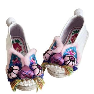 2023新款走绣坊原创直销成人虎头鞋手工绣花鞋国潮复古平底夏款