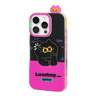 寄居蟹原创思索猫适用iPhone17手机壳17promax 苹果手机壳16pro磁吸支架新款15手机套卡通手机绳可爱猫头设计