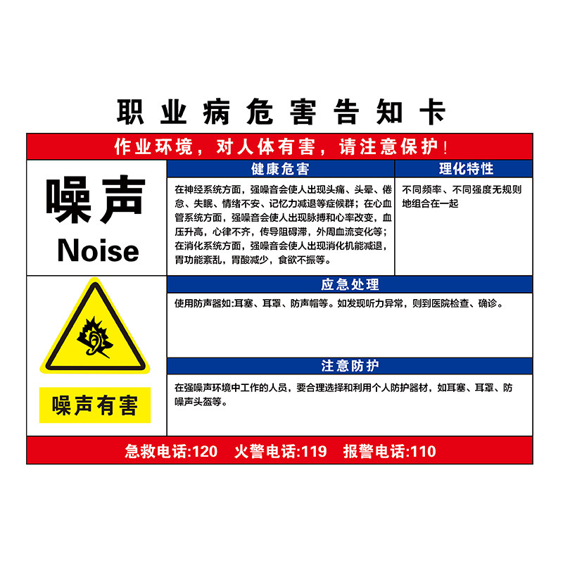 职业病危害告知牌安全周知卡定制